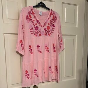 J. Marie size m Pink Floral Embroidered Dress